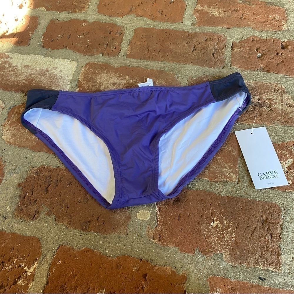 NWT Carve Designs Large Bolinas bikini bottoms bathing suit purple SPF summer